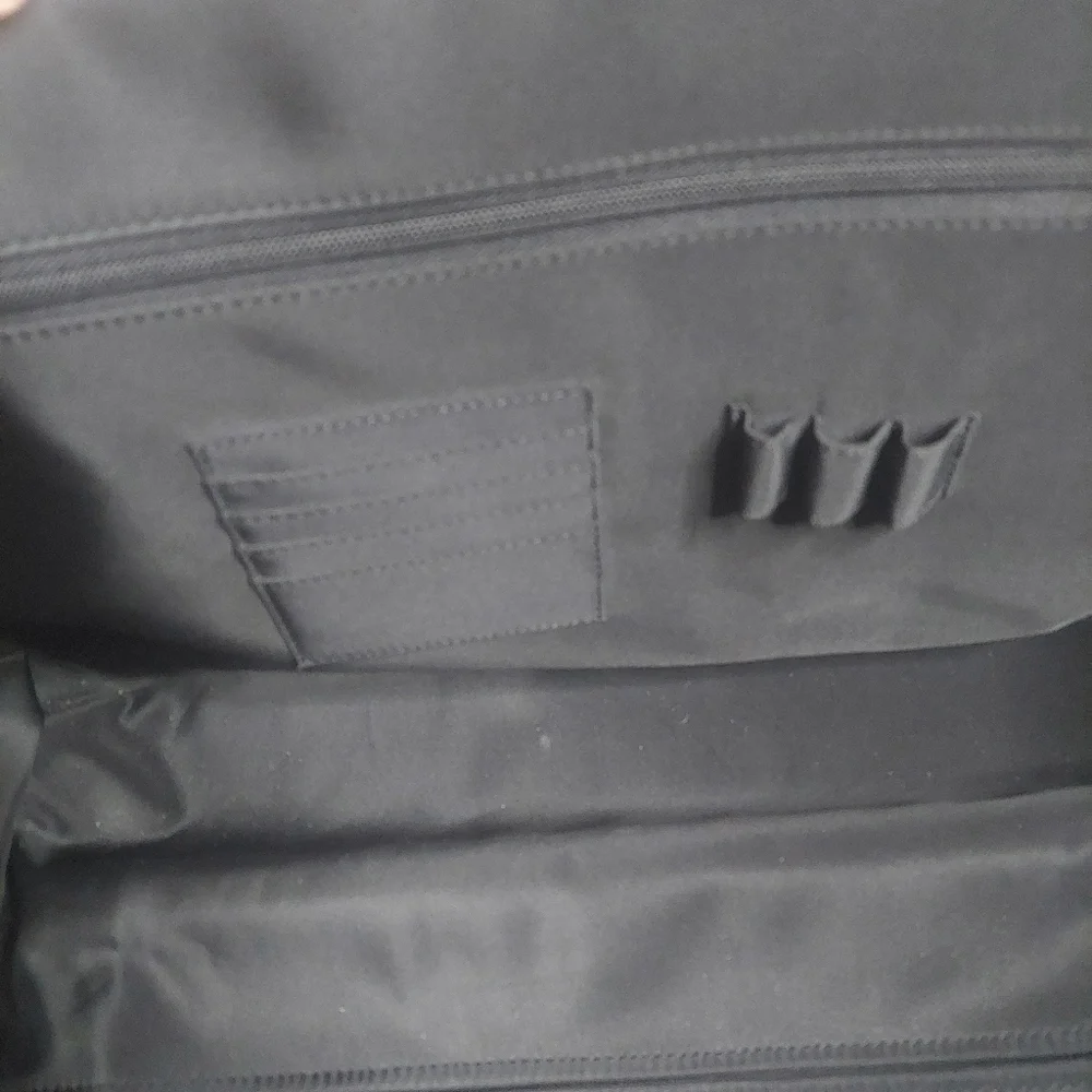 Leather Black Duffel Carry On With Wheels! Travel Bag!